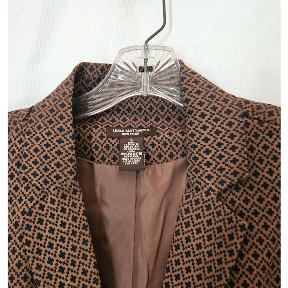 Linda Matthews New York Blazer Women's Large Fitted Jacket One Button Fall Work - Picture 5 of 8